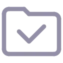 Folder icon with a checkmark indicating completed or approved status.