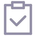 Clipboard icon with a checkmark symbol inside.