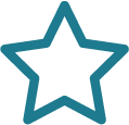 Blue outlined star icon with transparent center.