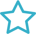 Blue outlined star icon with a transparent center.