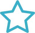 Blue outlined star icon with a transparent center.