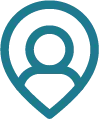 Blue user icon inside a map location marker indicating user location.