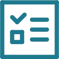 Clipboard with checklist showing a checkmark and empty checkbox with lines representing text