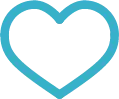 Blue outlined heart shape on white background.