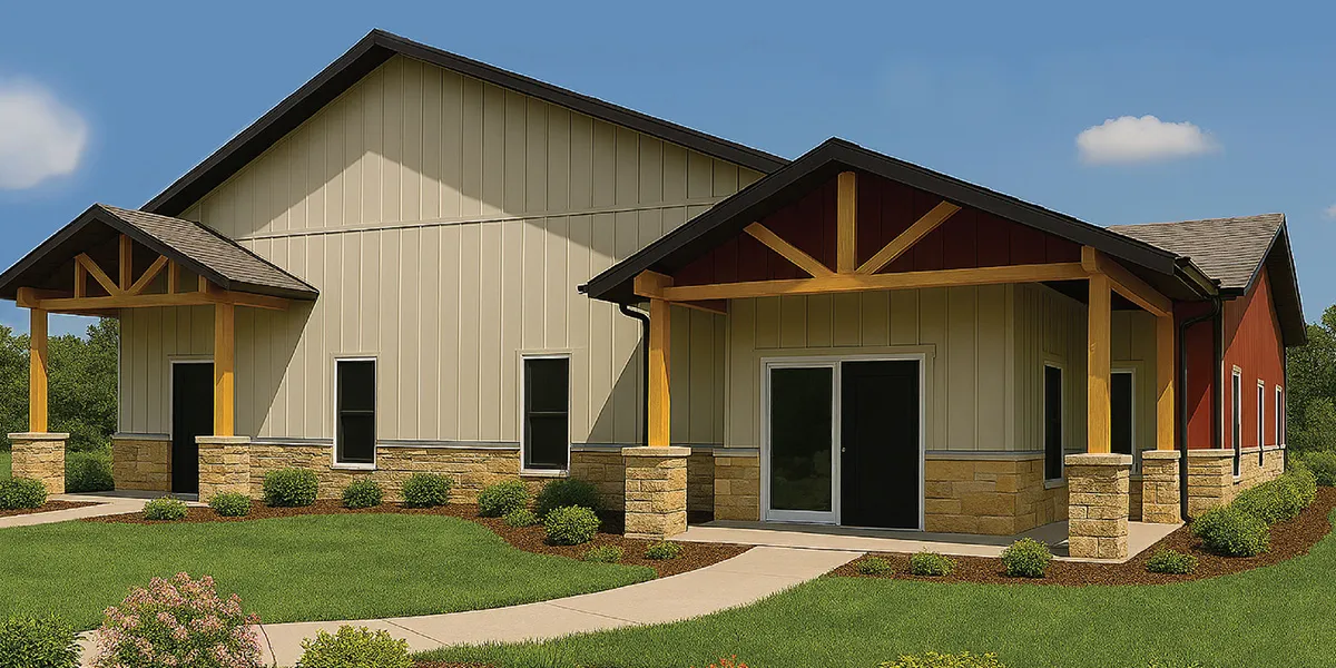 Architectural rendering of the Family Visitation Lodging Units at the Residential Center for Healing & Resilience