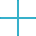 Blue plus sign icon with rounded edges on a white background.