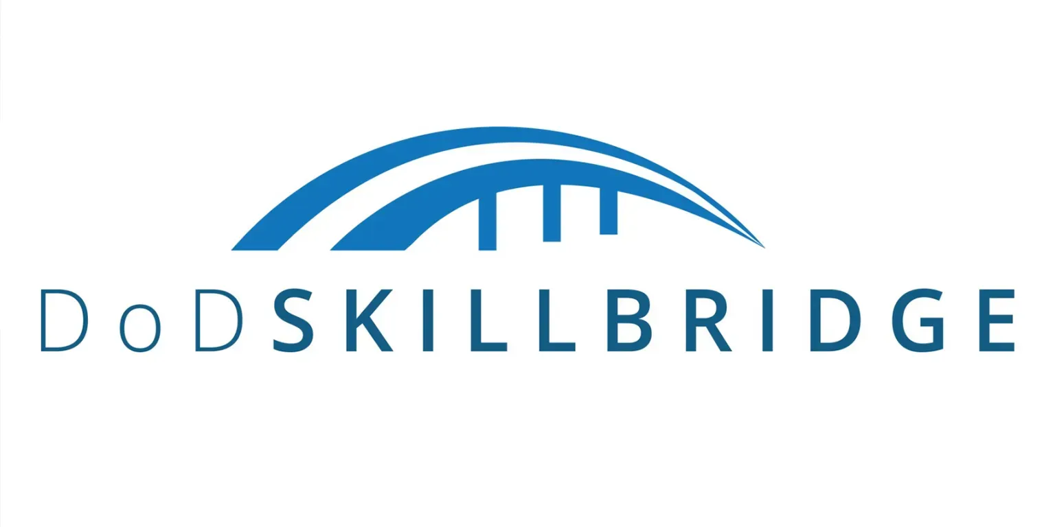 DoD SkillBridge logo with a stylized blue bridge arch over the text.