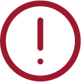 Red alert icon with an exclamation mark inside a circle.