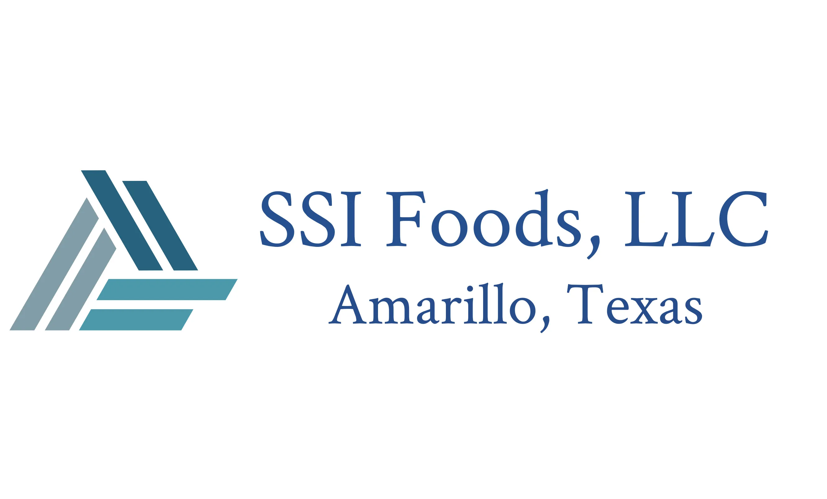 SSI Foods, LLC logo with stylized blue lines and text Amarillo, Texas.
