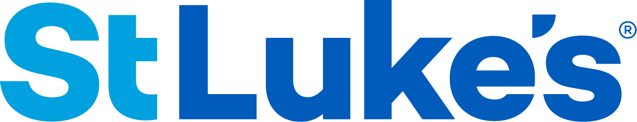 St. Luke's logo with St in light blue and Luke's in dark blue with a registered trademark symbol.
