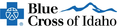 Blue Cross of Idaho logo with a blue cross and mountain emblem next to black text.