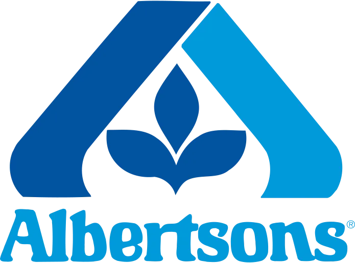 Albertsons logo with a stylized blue A and leaf design above the brand name.