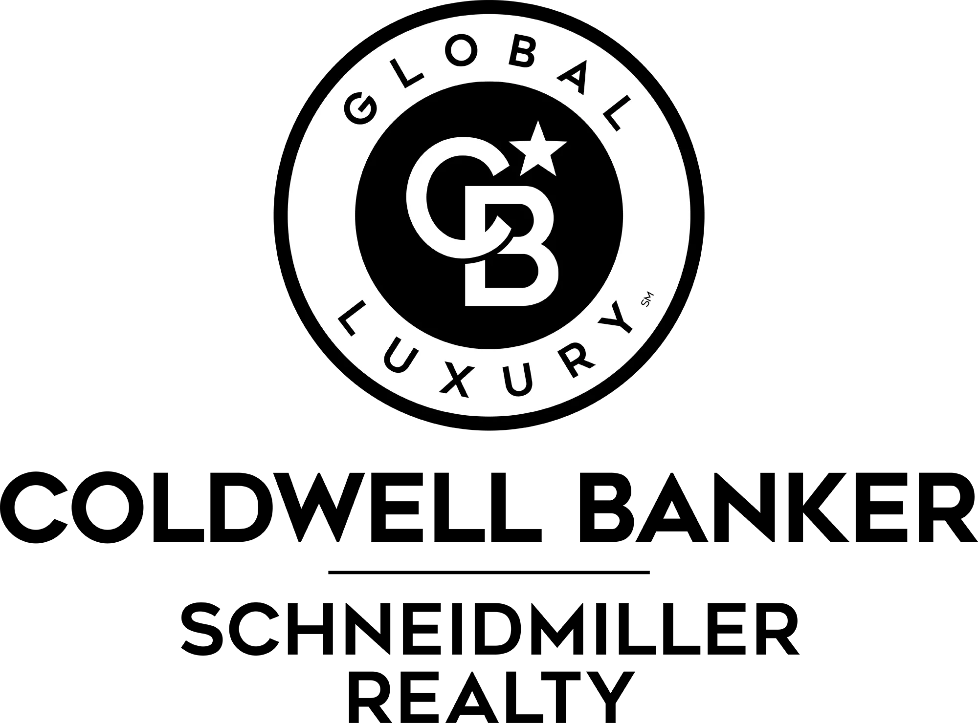 Coldwell Banker Global Luxury logo with initials CB and a star inside a circle.