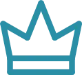 Simplified blue crown icon with three peaks and a base.
