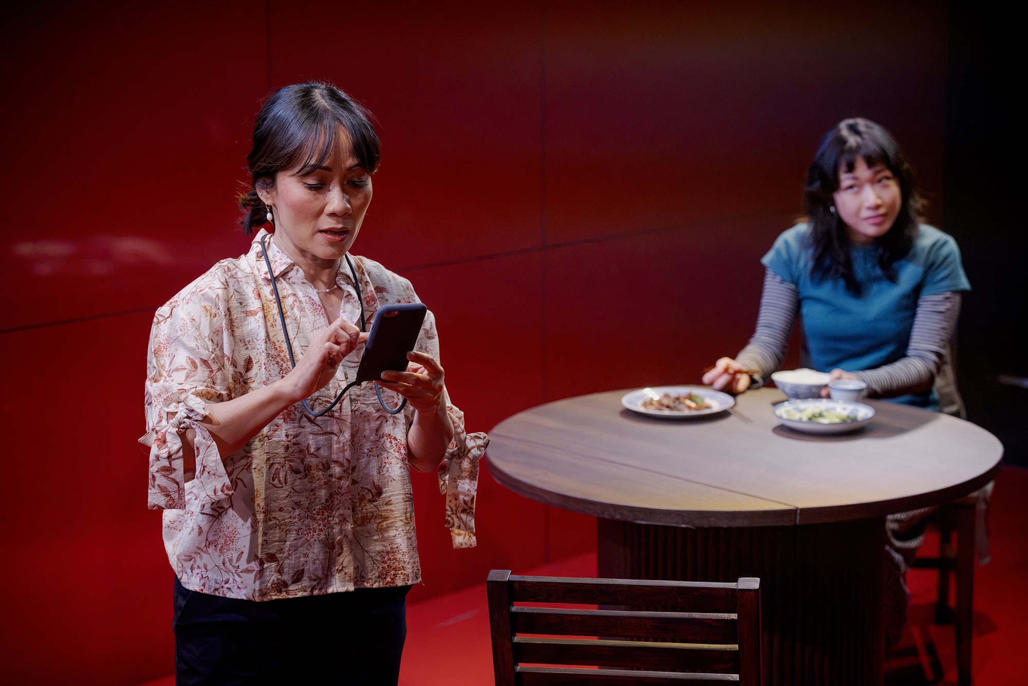 Production still from lacuna at Belvoir Downstairs, Griffin Lookout 2026.
