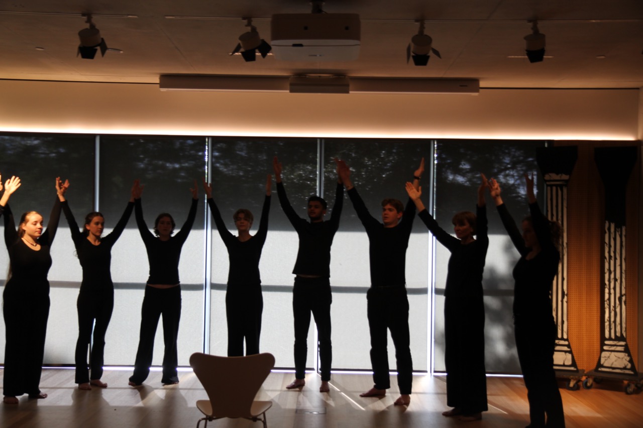The chorus in Antigone at the Chau Chak Wing Museum, University of Sydney, 2026.