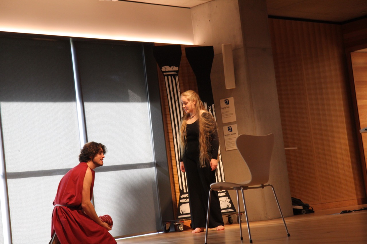 Madeleine Charters as Tiresias in Antigone at the Chau Chak Wing Museum, University of Sydney, 2026.