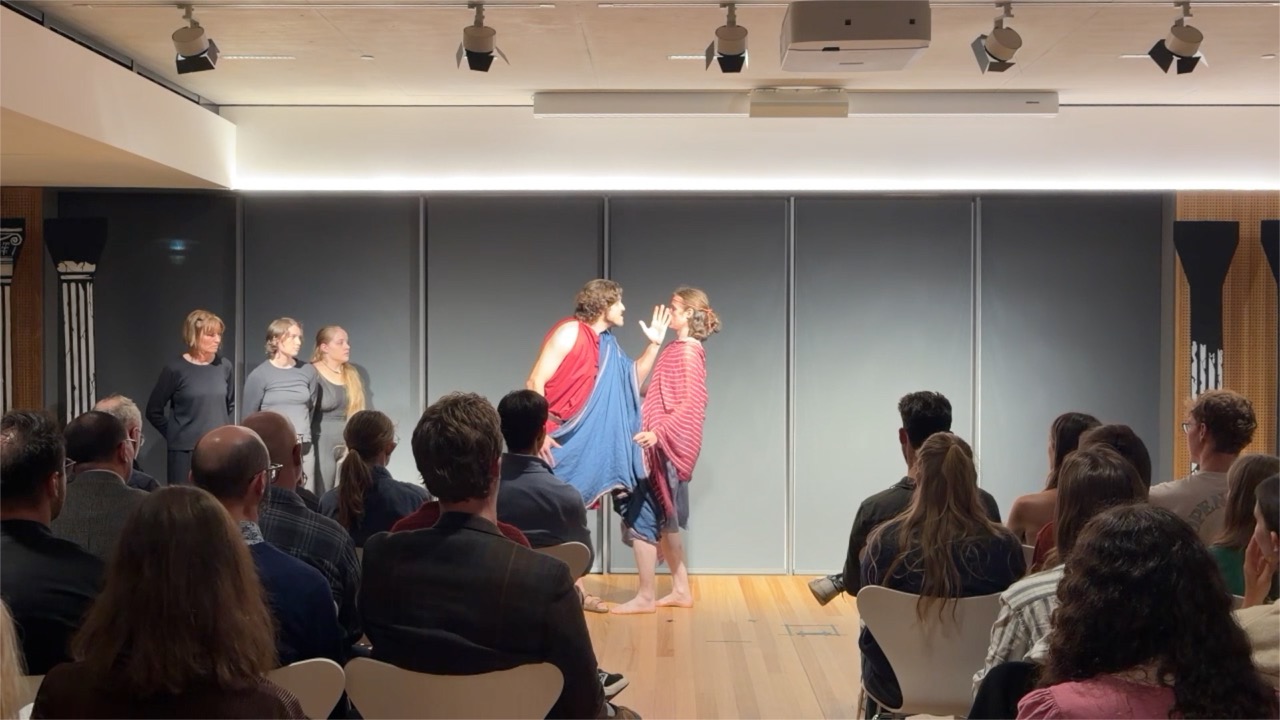 The cast of Antigone at the Chau Chak Wing Museum, University of Sydney, 2026.