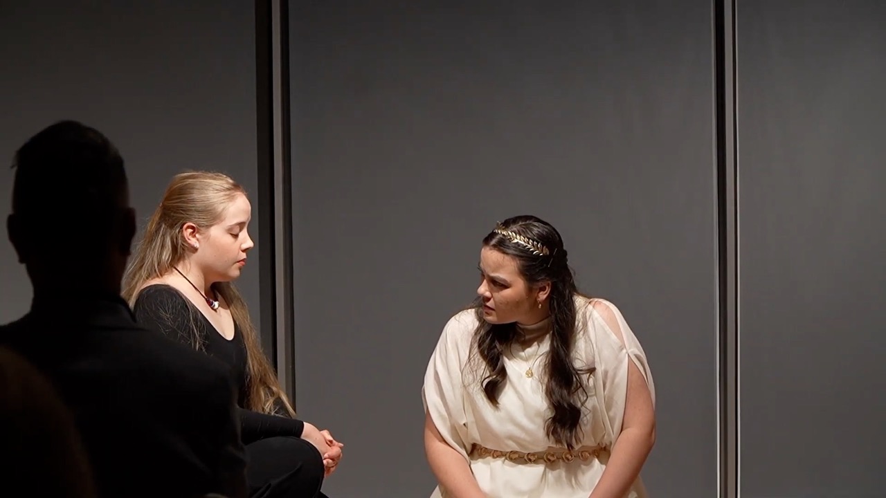 The cast of Antigone at the Chau Chak Wing Museum, University of Sydney, 2026.