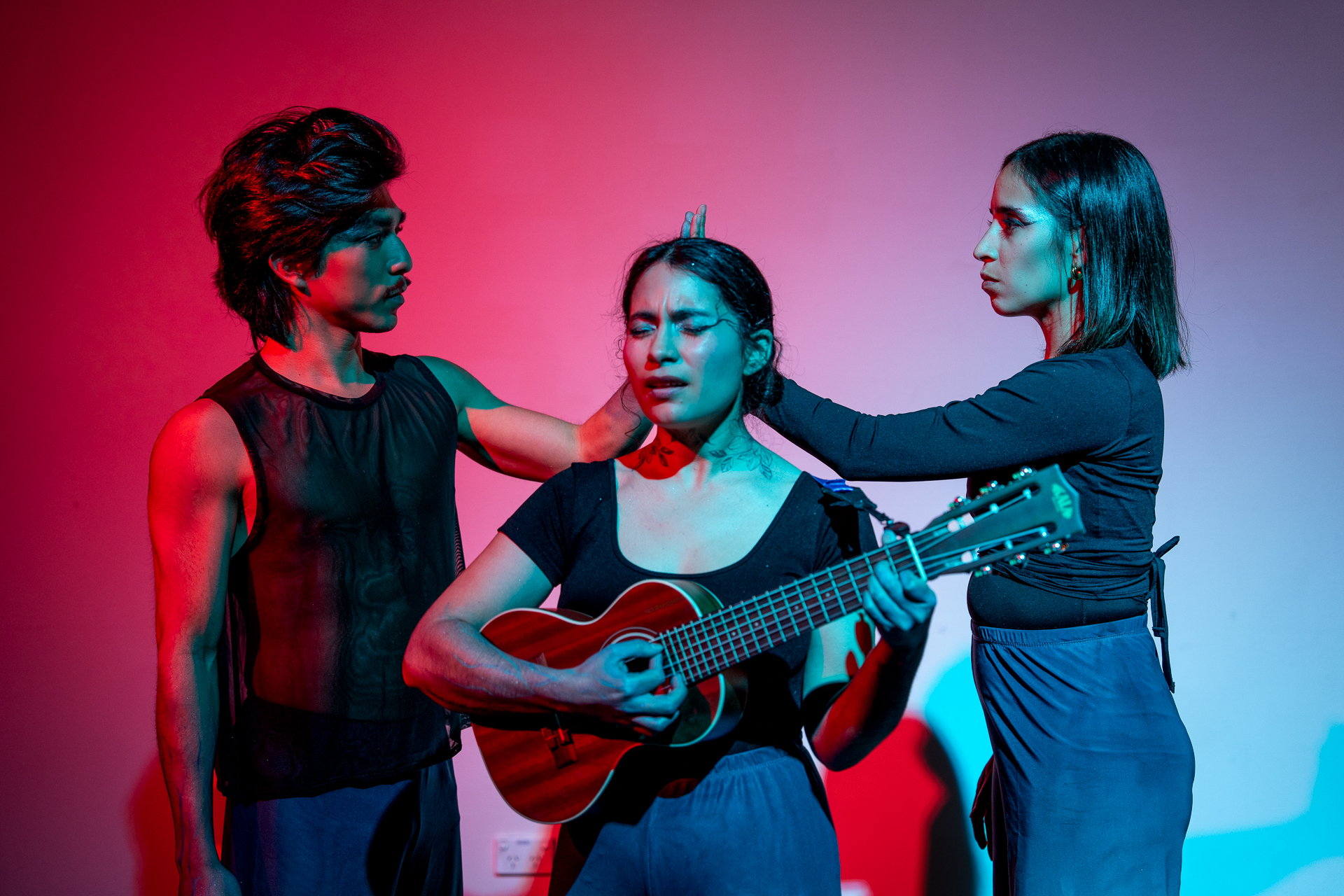 Guillermo Robayo Gómez, Dica and Daniela Zambrano in Dancing with the Roots at Sydney Fringe 2026.