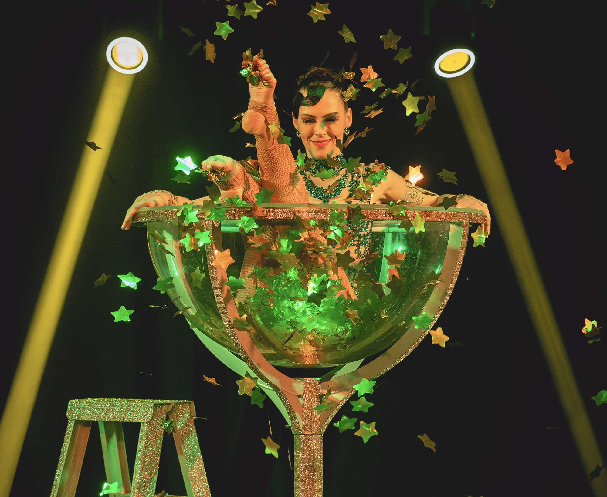 Pixie Belle performs an aerial hoop act as Wendy in Peter Pan: After Dark at Fool's Paradise, Sydney Fringe 2026.