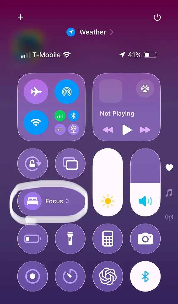 Step 2, iPhone Control Center, Sleep button Off