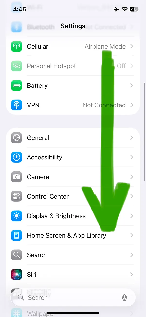 Settings menu displaying connectivity and device management options