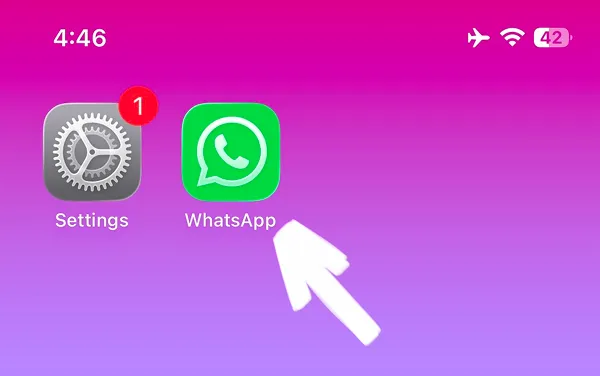 Home screen with Settings and WhatsApp apps ready to use