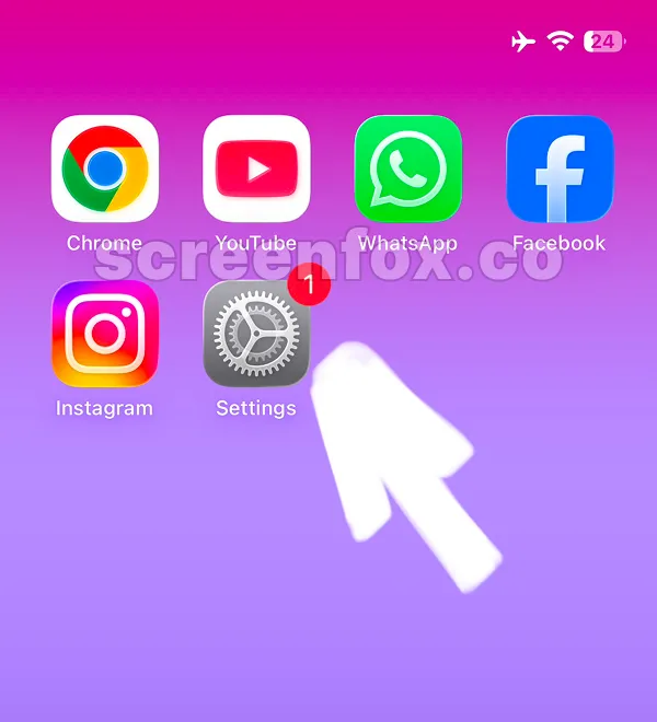 Vibrant home screen with colorful app icons and Settings