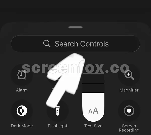 Control Center search interface for finding specific toggle controls