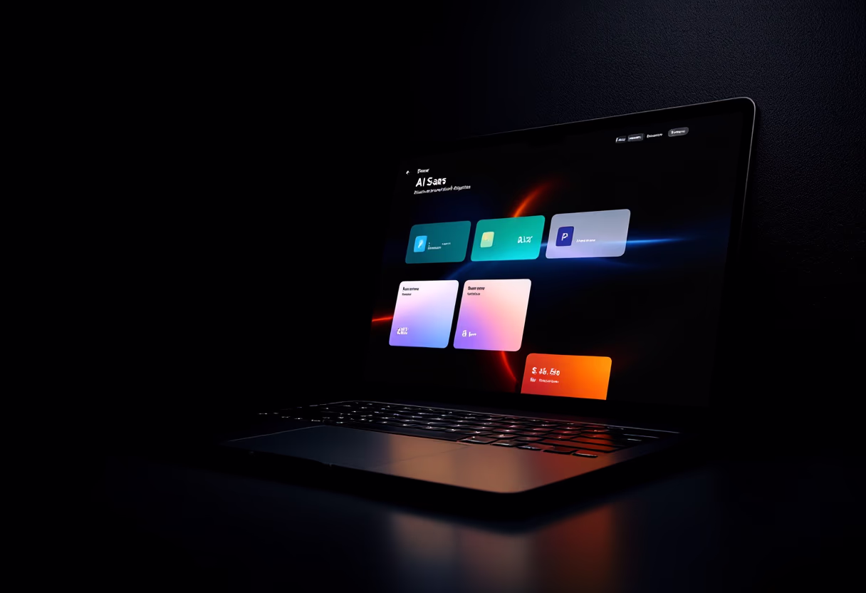 [interface] image of a laptop displaying product interface (for an ai saas company)