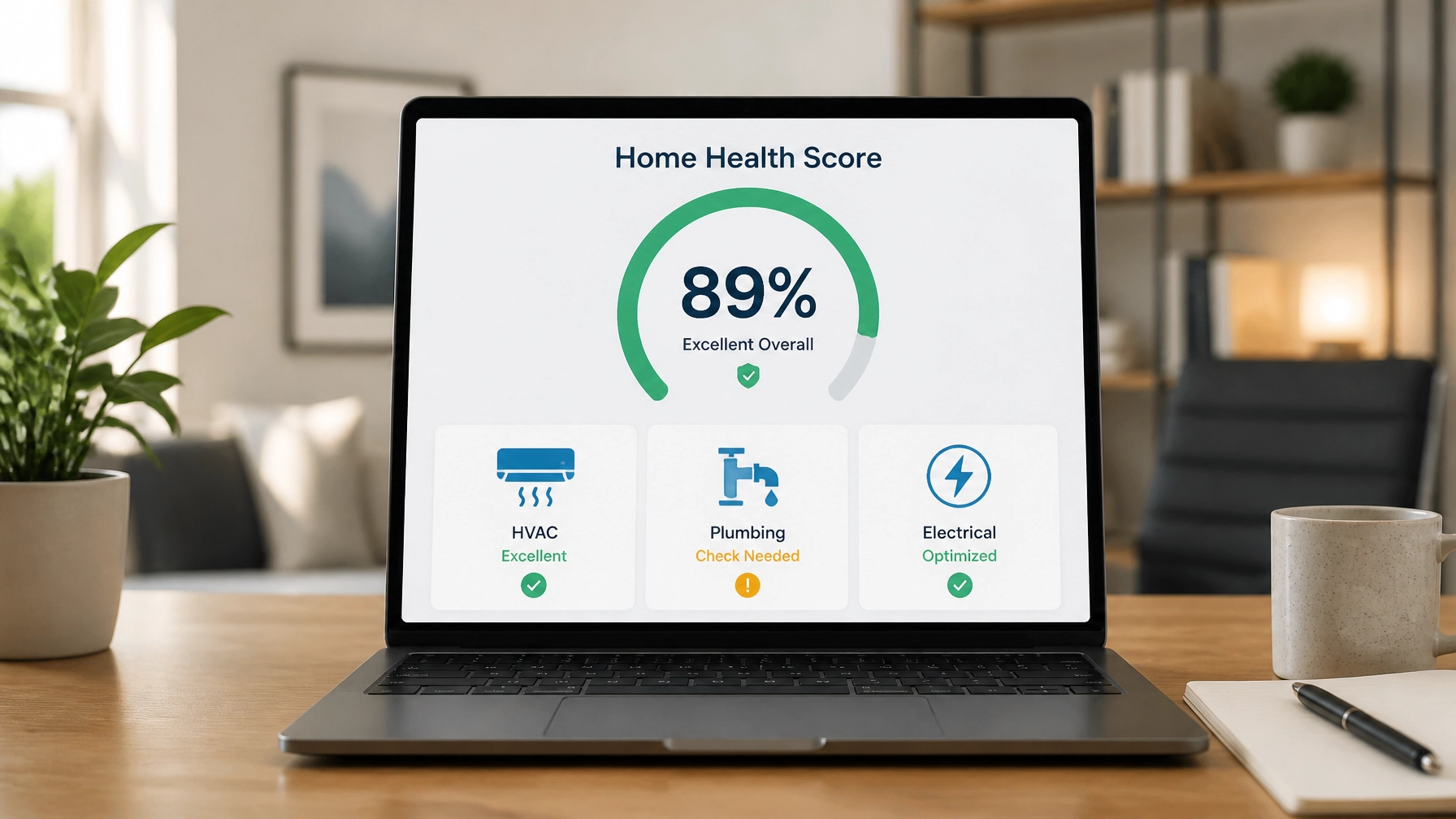 TotalHome Hub Analytics Dashboard showing a 92% Home Health Score