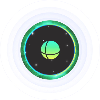 Illustration of a green Earth globe centered inside concentric circular rings on a white background.