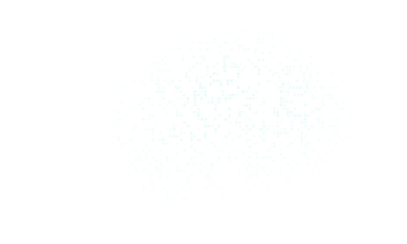 Cluster of small blue digital squares forming a dispersed oval shape on a black background.