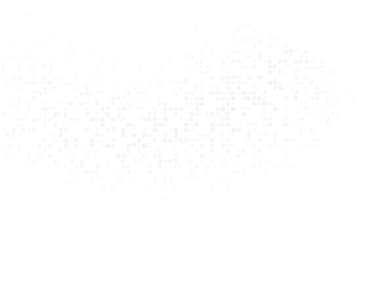 Abstract arrow shape made of scattered gray and white pixel squares on a black background.