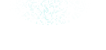 Abstract pattern of scattered small turquoise squares on a black background, forming a curved shape.