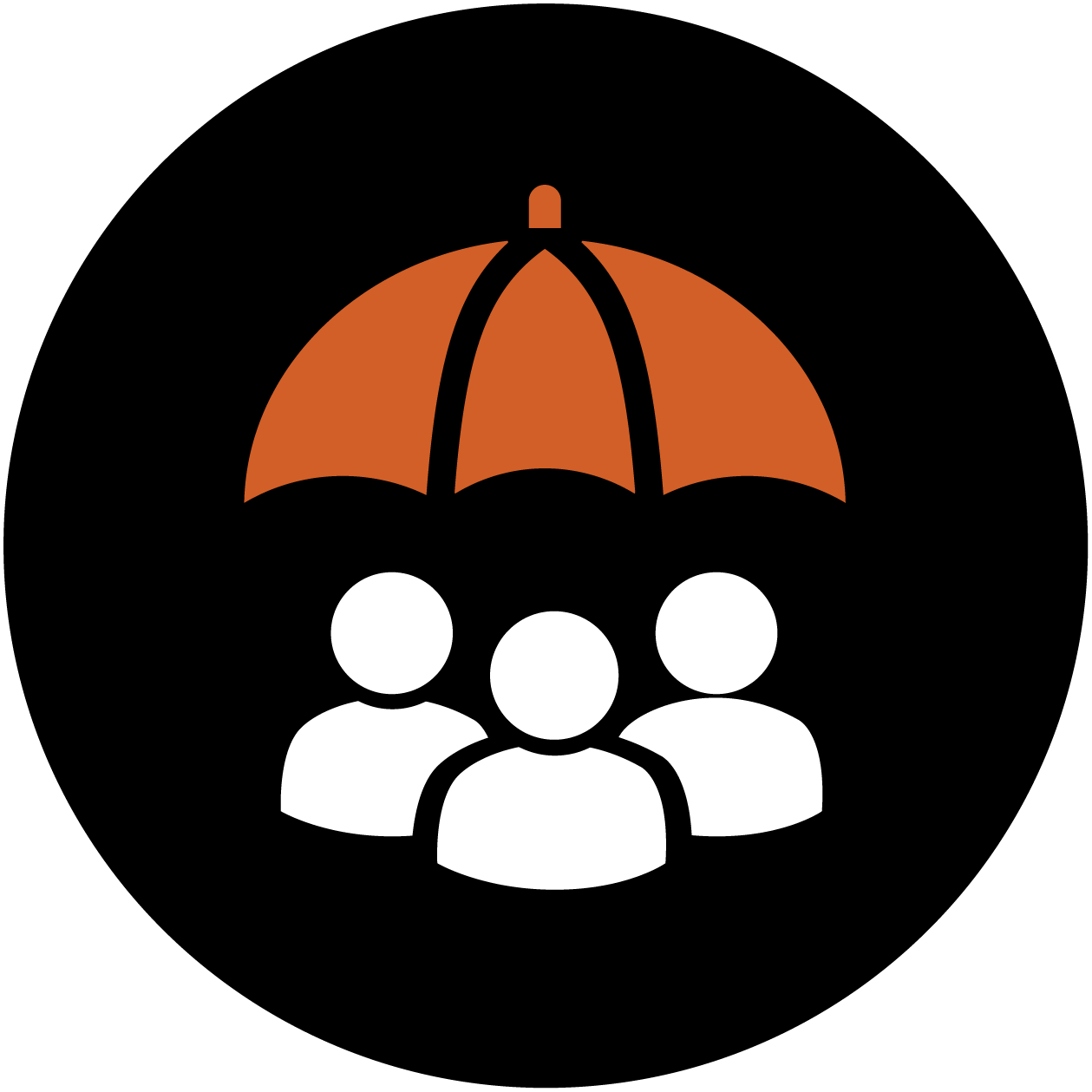 Team under umbrella icon