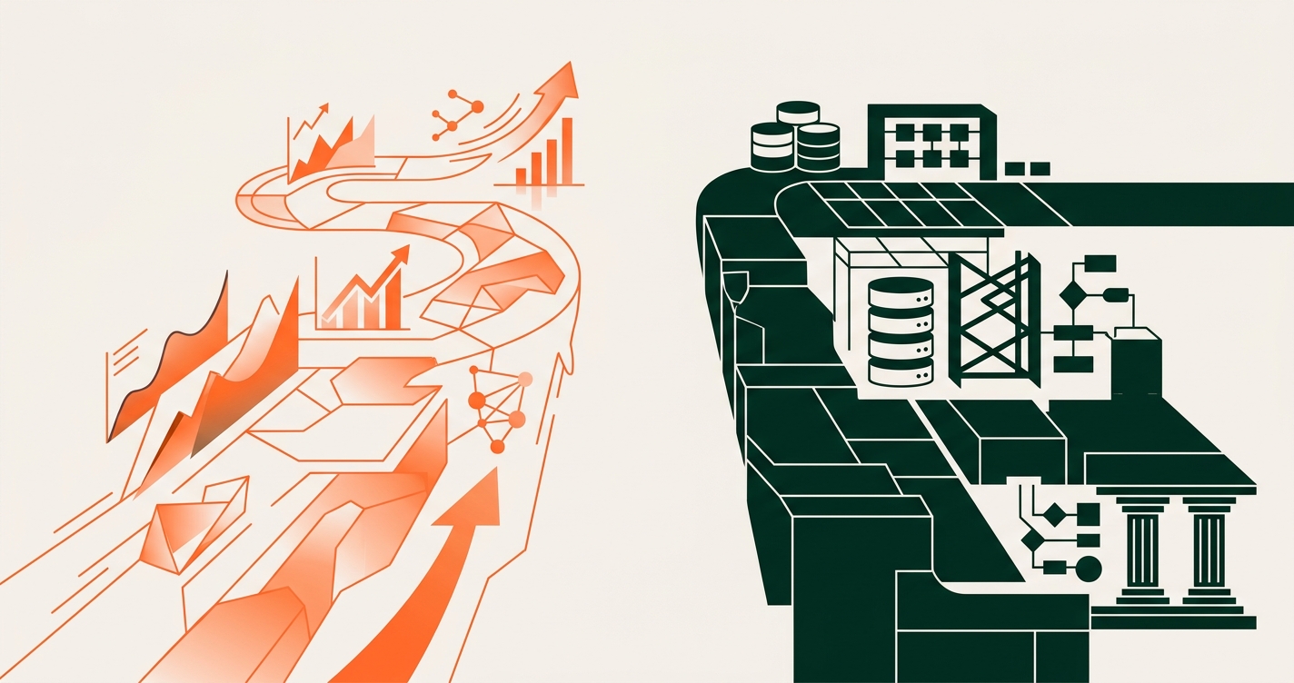 Two distinct pathways representing digital transformation vs BAU IT