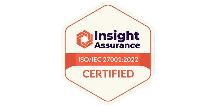 Insight Assurance logo with ISO/IEC 27001:2022 Certified label inside a hexagon badge.