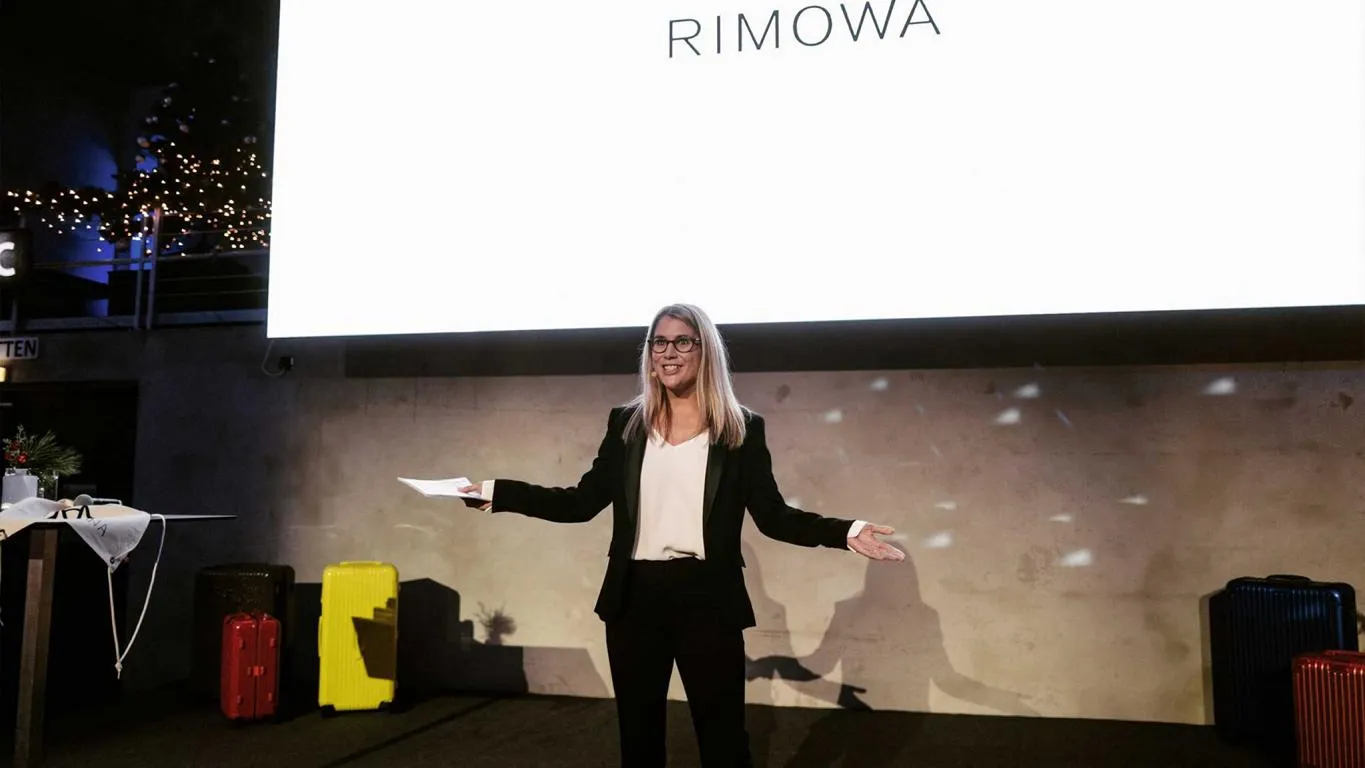 Janine Utsch hosting an event for RIMOWA