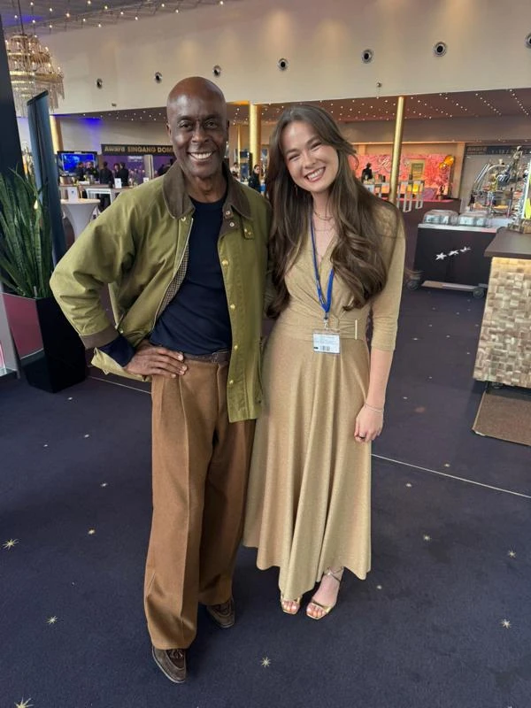 Bruce Darnell with an eventas hostess at the Radio Regenbogen Award at Europa-Park Rust