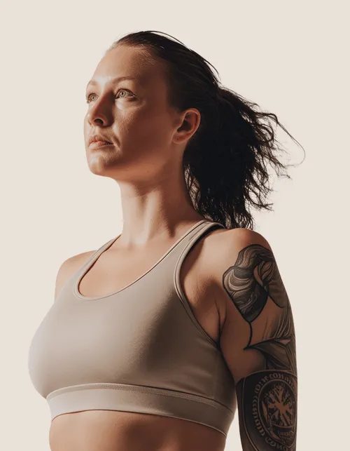 Yoga teacher portrait in neutral tank top