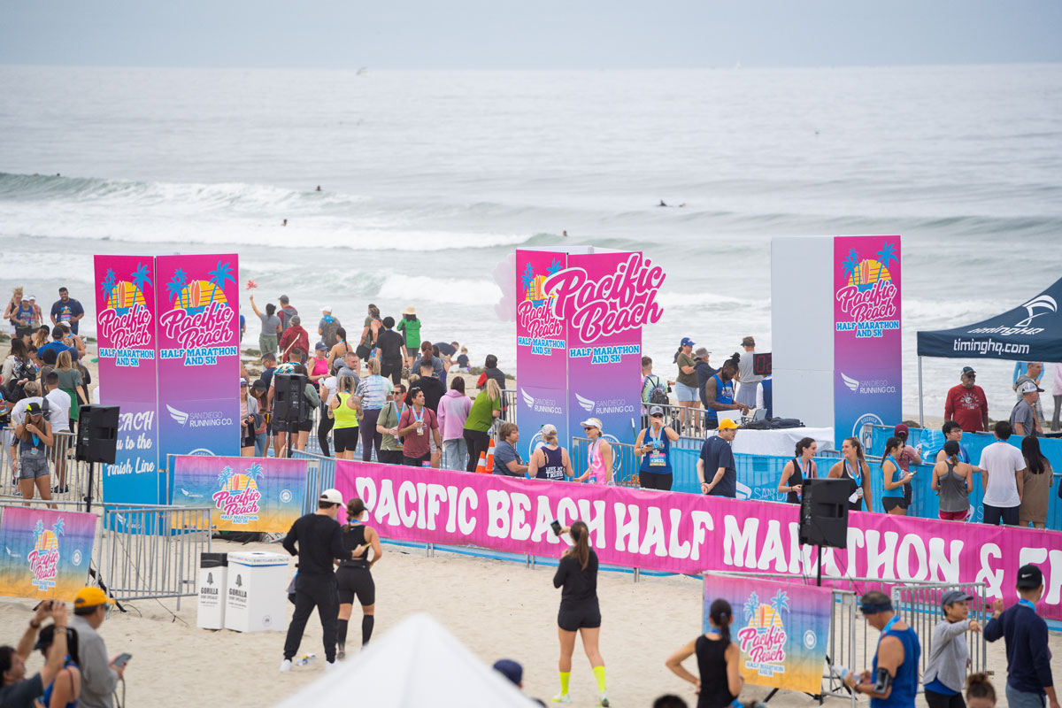 Runners at San Diego Running Company race — community event atmosphere