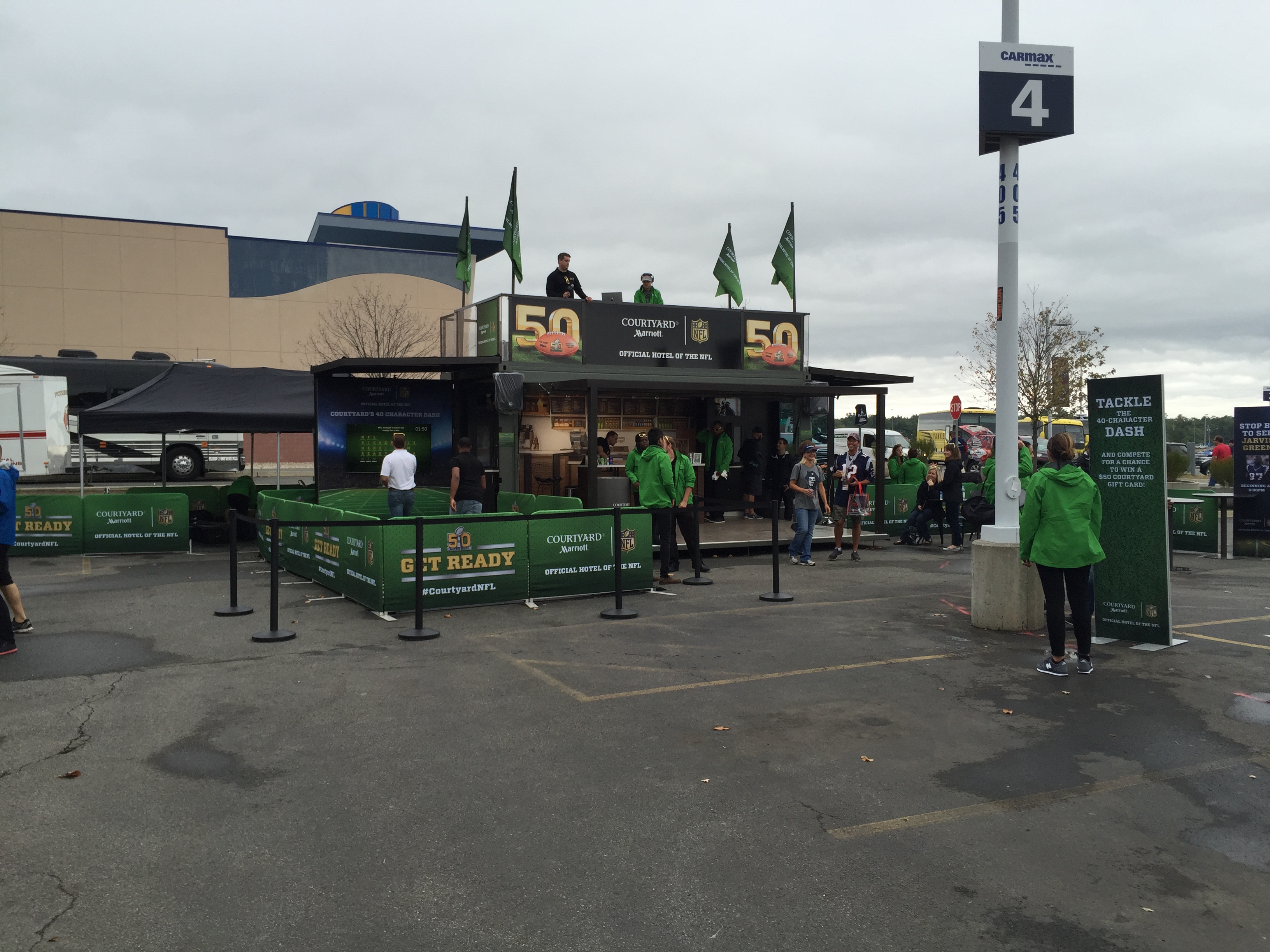 Interactive NFL history exhibit inside the container