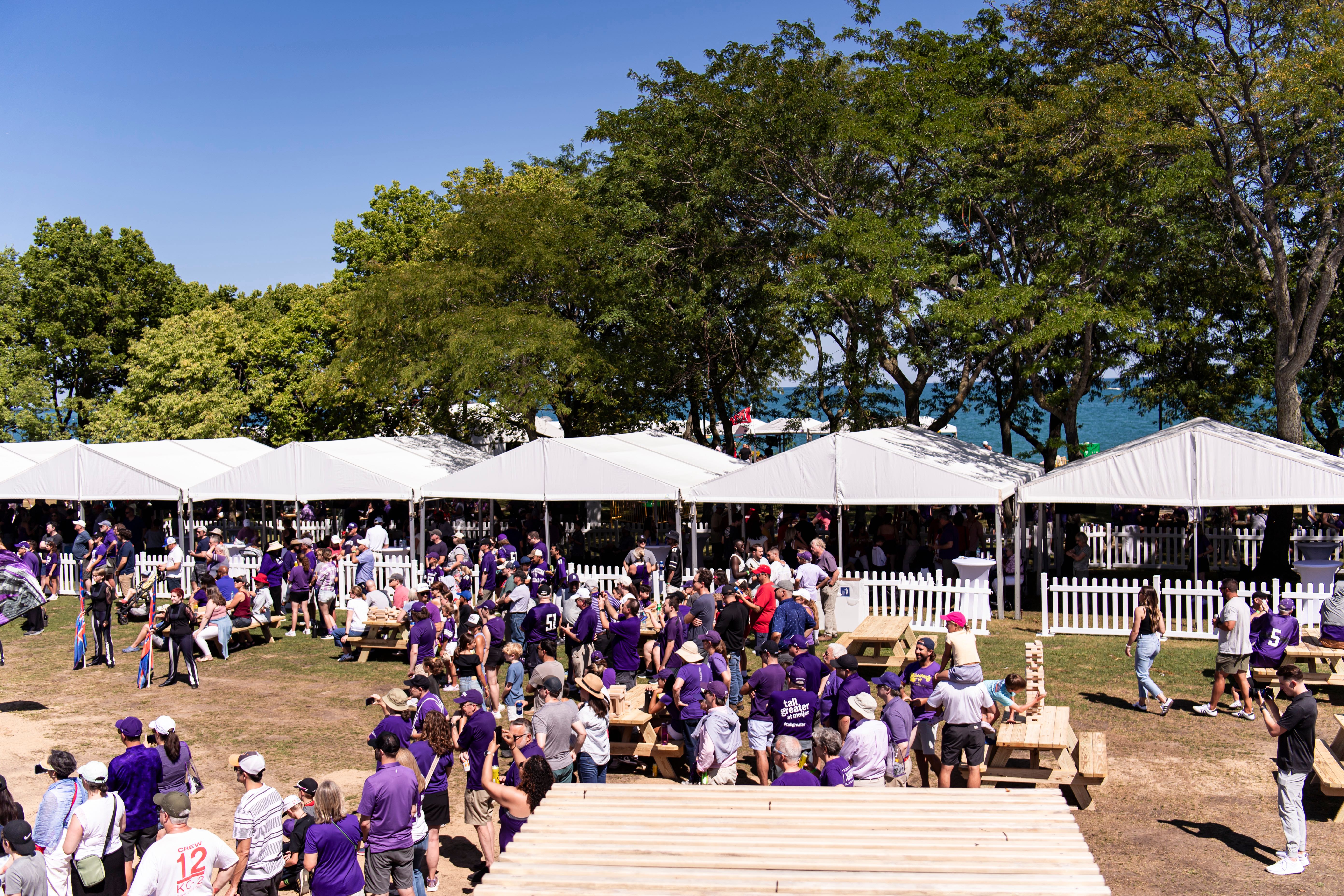 Guests enjoying the Northwestern University premium tailgate