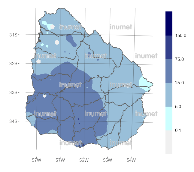 mapa de lluvias uruguay