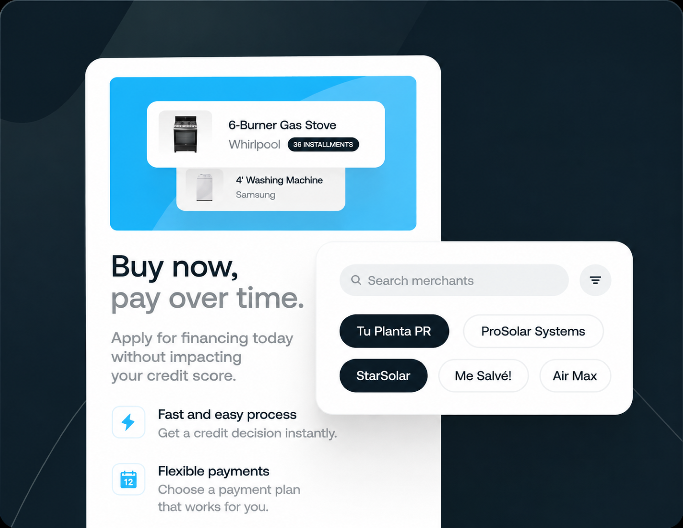 Blue Kiwi Pay card with a QR code inviting shoppers to buy now and pay over time.