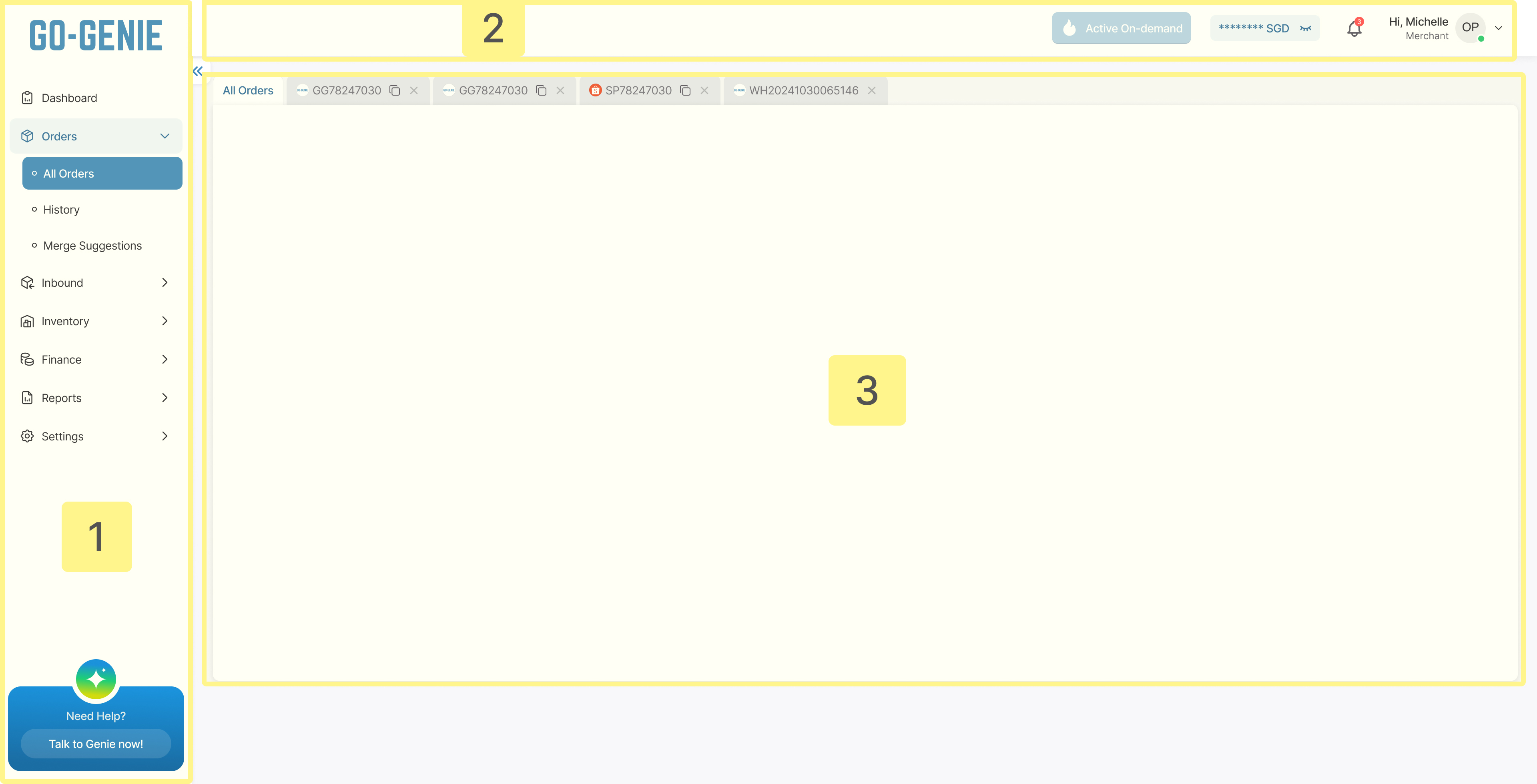 Order management dashboard displaying a table with tracking numbers, internal IDs, recipient names, order types, marketplaces, progress bars, marketplace statuses, warehouse statuses, delivery statuses, and creation dates for multiple orders.