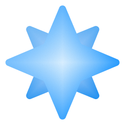 Eight-pointed blue star with a gradient shading from light to darker blue.