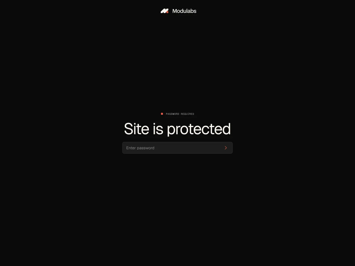 Password required to access the protected Modulabs site with an input box to enter password.